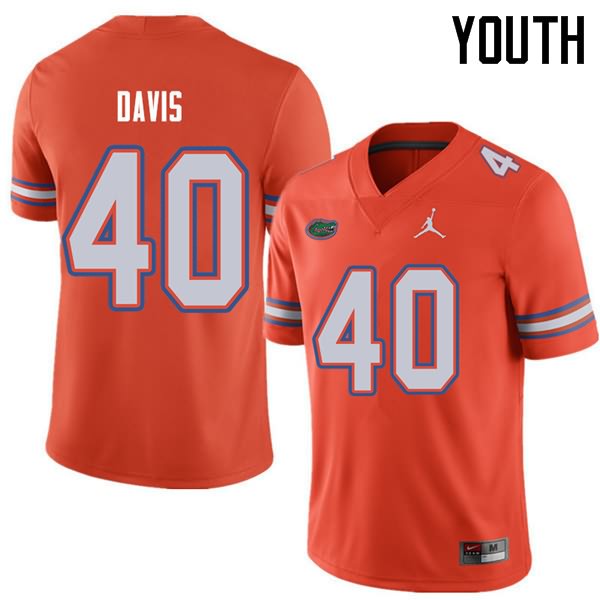 NCAA Florida Gators Jarrad Davis Youth #40 Jordan Brand Orange Stitched Authentic College Football Jersey HLH3764IW